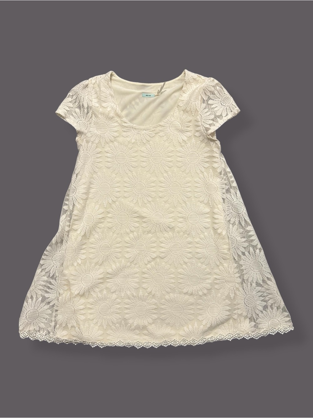 Kimchi Blue Vintage Urban Outfitters Ivory Sunflower Lace Overlay Shift Dress